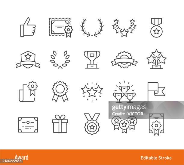 stockillustraties, clipart, cartoons en iconen met award icons - line icon series - jubileum