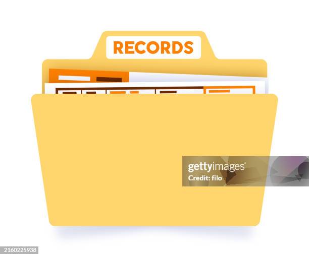 stockillustraties, clipart, cartoons en iconen met documents records manilla documents file folder - medisch dossier
