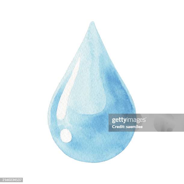 illustrations, cliparts, dessins animés et icônes de gouttelette d’eau bleue aquarelle - goutte de pluie