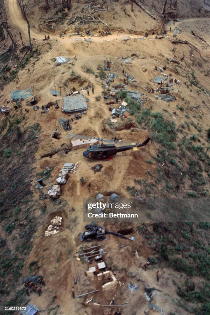 Forward Base Aerial view of the Vietnamese Army's forward base camp in A Shau ...