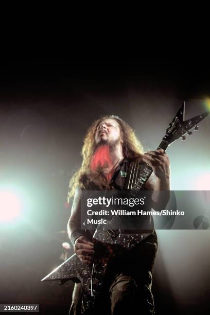 Dimebag Darrell of Damageplan performs on stage at SOMA in San Diego, California on 2nd May 2004. He was the former guitarist of Pantera.