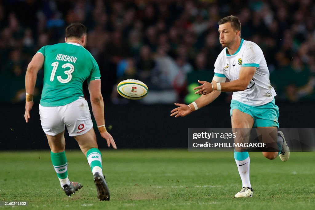 Old Rugby Player Rsa South Africa's fly-half Handre Pollard passes the ball during the ...