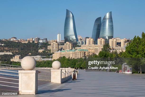 city skyline of baku, azerbaijan - baku stock pictures, royalty-free photos & images