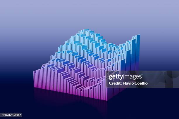 time-based growth 3d bar graph - computer data transfer stock pictures, royalty-free photos & images