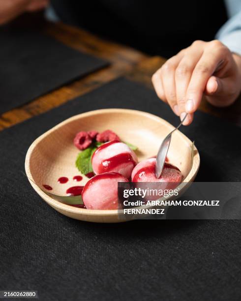 traditional japanese dessert of mochi ice cream - mochi stock pictures, royalty-free photos & images