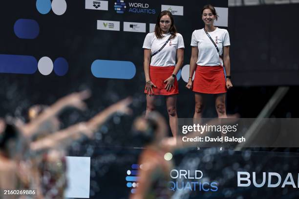 Team of Canada compete in the Open Acrobatic Routine Final at the World Aquatics Artistic Swimming World Cup Super Final Budapest 2024 - Day 2 on...