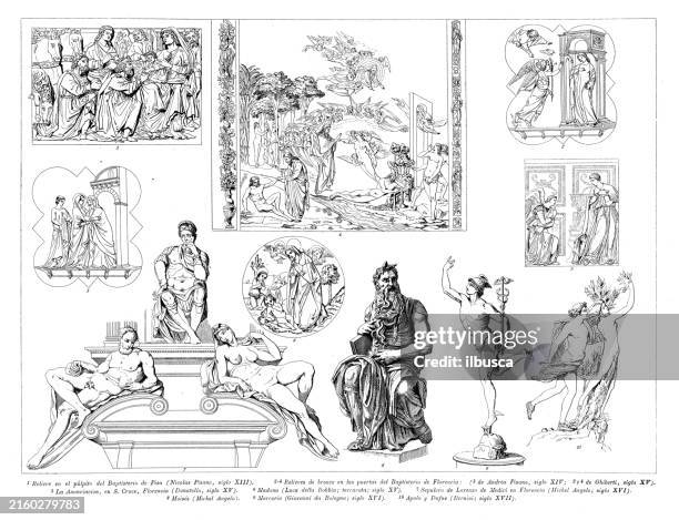 antique engraving collection, art: italian - giovanni lorenzo bernini stock illustrations