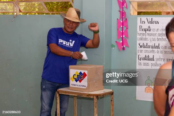 Maracaibo, Venezuela, June 30 National Council of Venezuela, CNE, conducted a mock vote for presidential elections with activists and supporters of...