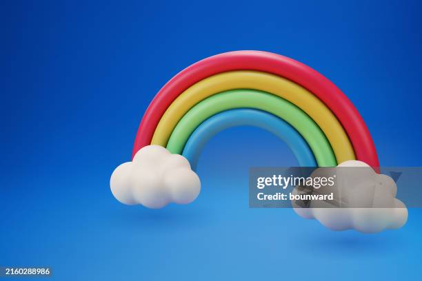 stockillustraties, clipart, cartoons en iconen met 3d color rainbow with clouds. vector - boog architectonisch element