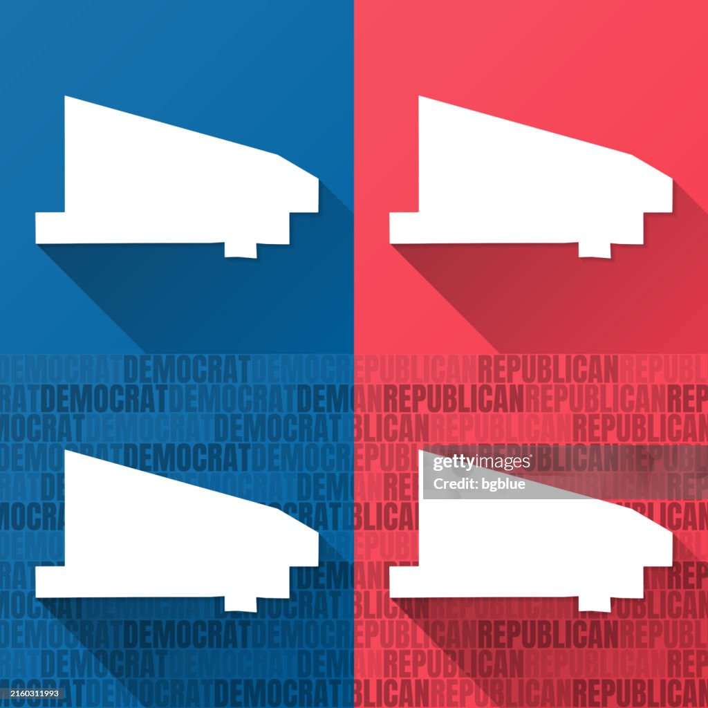 Vilas County, Wisconsin. Maps on blue and red backgrounds