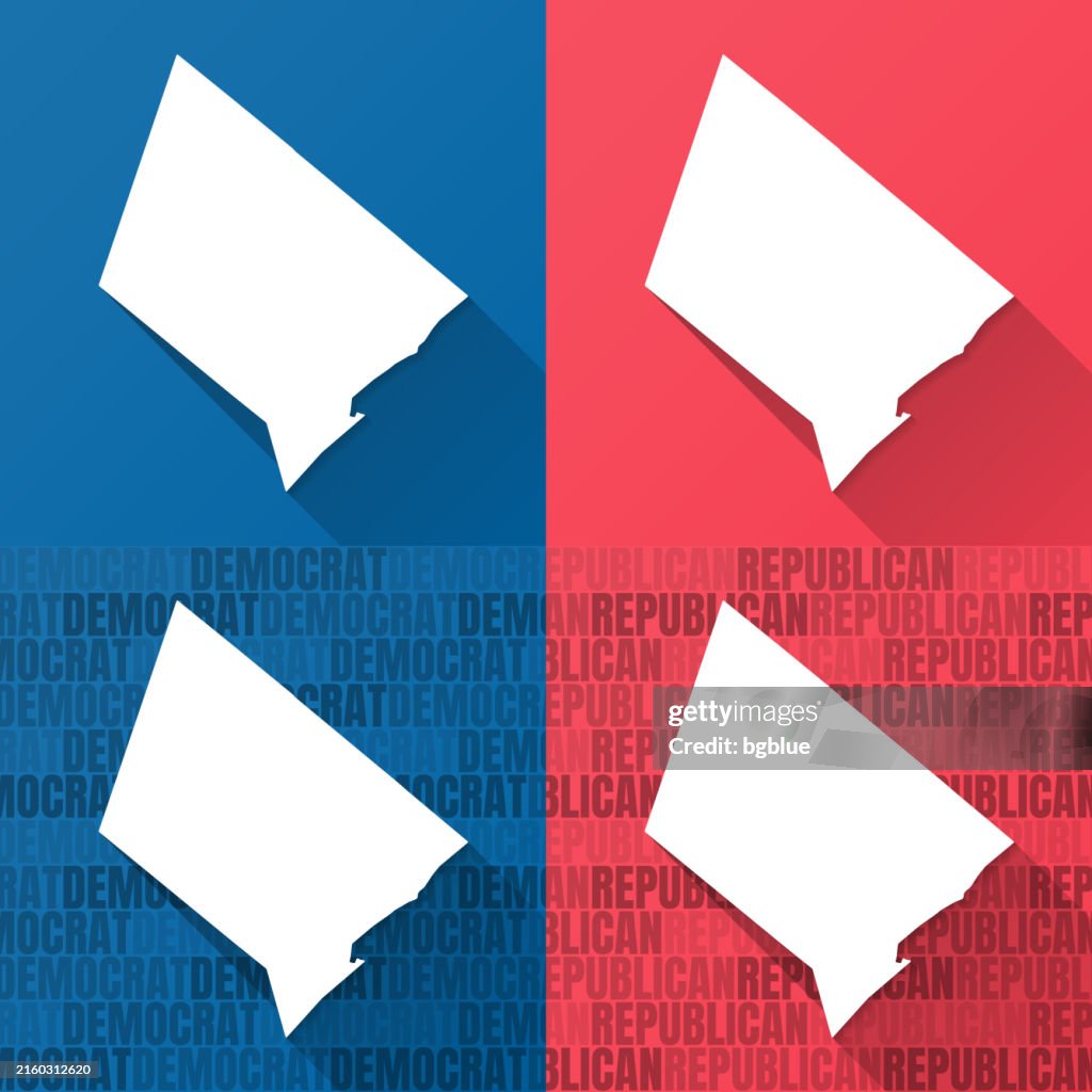 Hays County, Texas. Maps on blue and red backgrounds