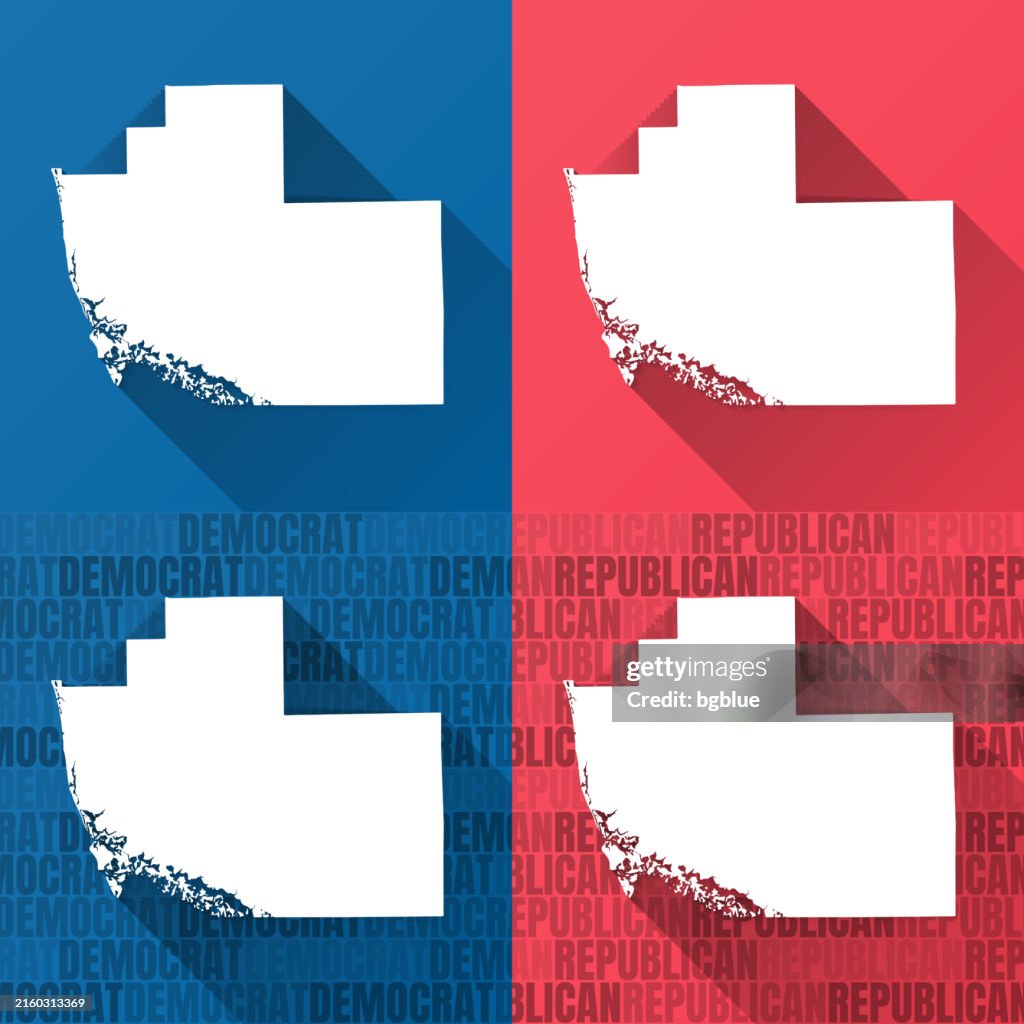 Collier County, Florida. Maps on blue and red backgrounds