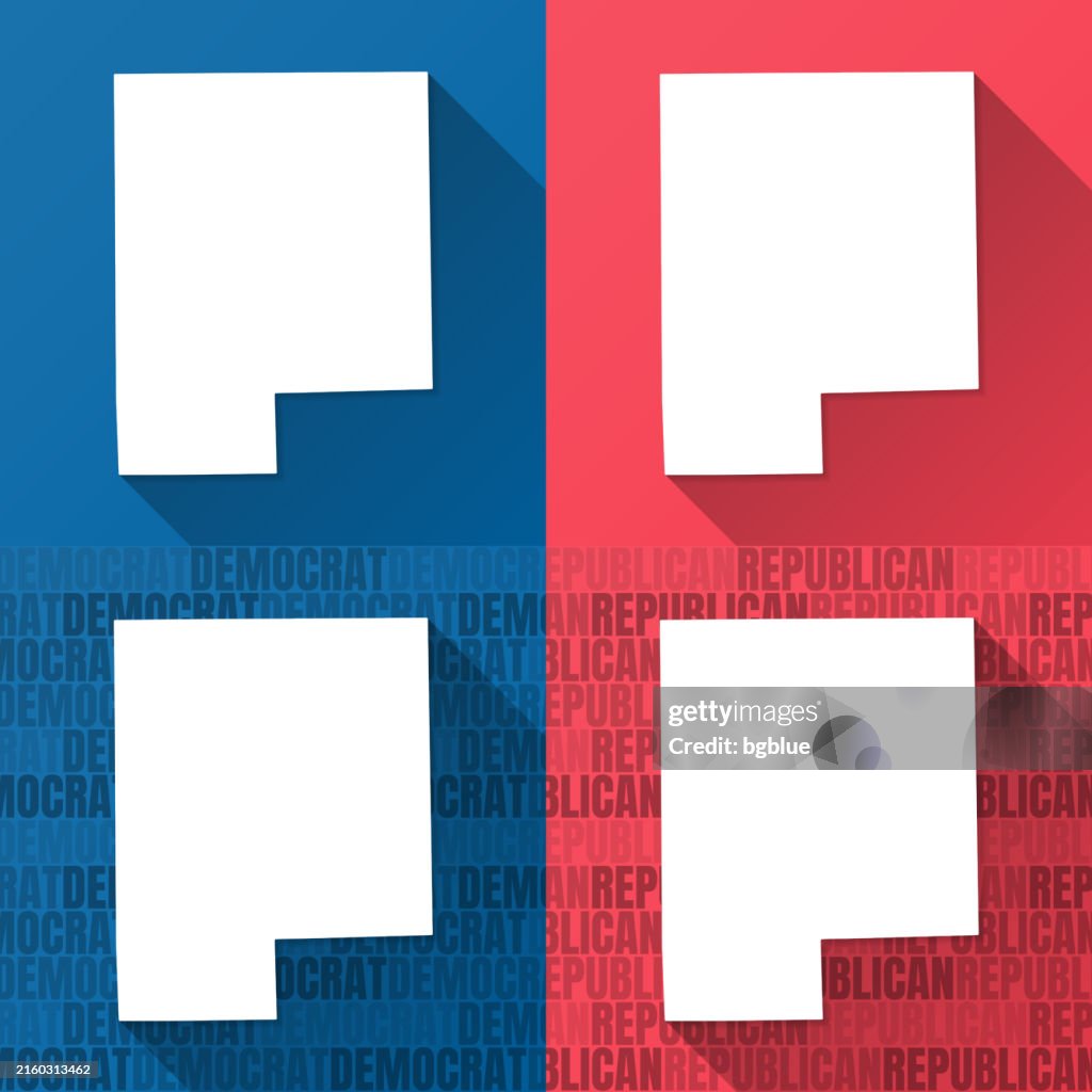 Genesee County, Michigan. Maps on blue and red backgrounds