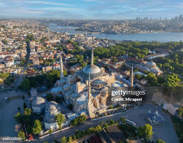 aerial view of hagia sophia in istanbul, - trabzon stock pictures, royalty-free photos & images