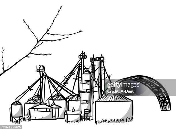 farmingmodernsilos - tall grass field stock illustrations