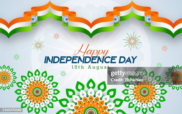 happy independence day celebration greeting background - saffron revolution stock illustrations