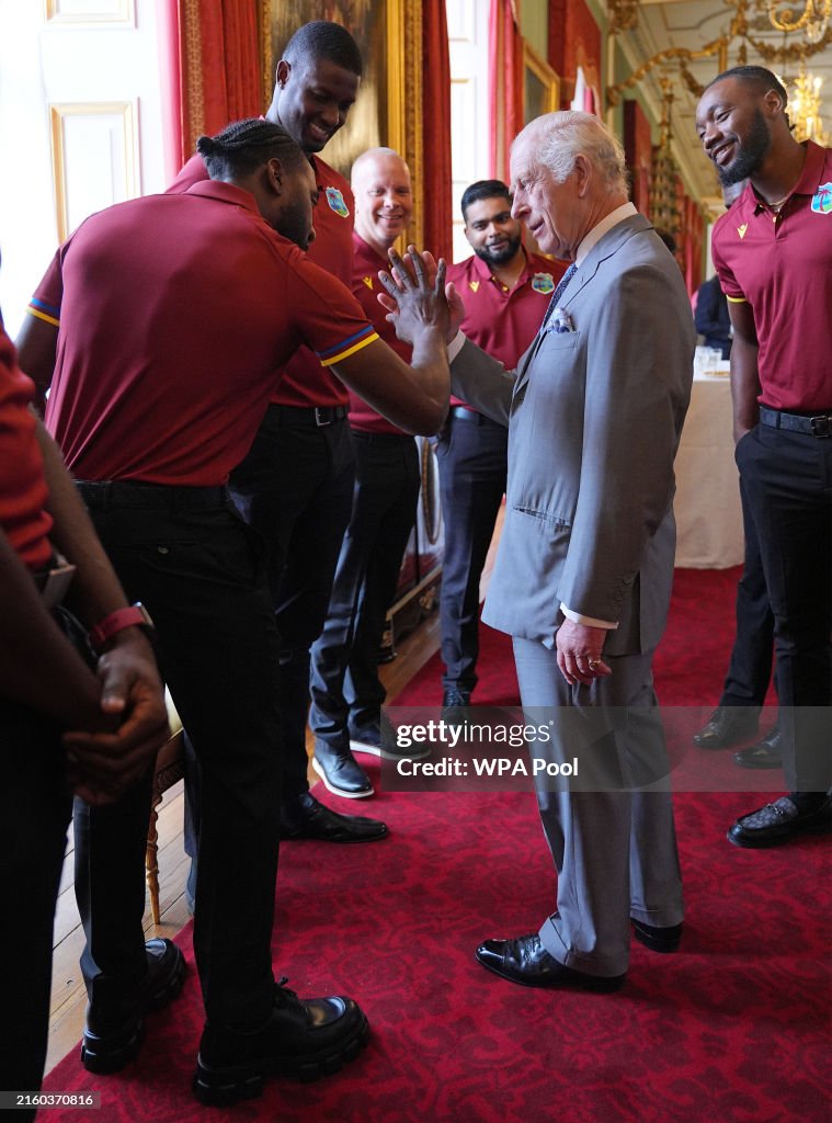 King Charles III Meets The West Indies Cricket Team At Buckingham Palace