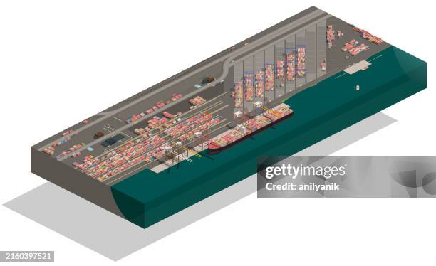 seaport - isometric warehouse stock illustrations