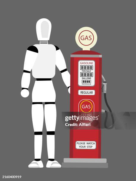 ai in gas station - gas station attendant stock illustrations