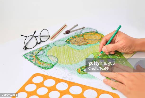 Garden design courses student is learning fundamentals garden design and planning.