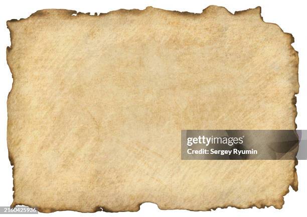 burnt edges paper isolated on white background - pergaminho imagens e fotografias de stock