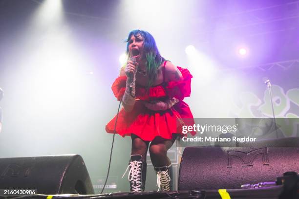 Kat Moss of the American hardcore punk band Scowl performs in concert at Resurrection Fest Estrella Galicia 2024 on June 27, 2024 in Viveiro, Spain.
