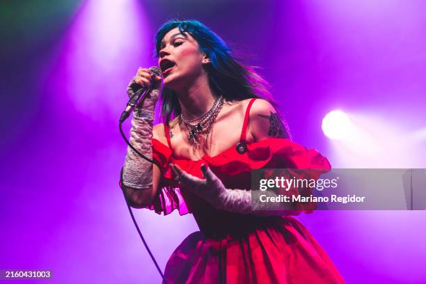 Kat Moss of the American hardcore punk band Scowl performs in concert at Resurrection Fest Estrella Galicia 2024 on June 27, 2024 in Viveiro, Spain.