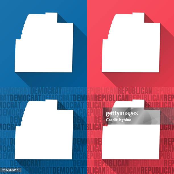 columbia county, arkansas. maps on blue and red backgrounds - magnolia tree icon stock illustrations