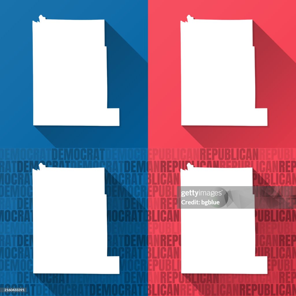 Monroe County, Indiana. Maps on blue and red backgrounds