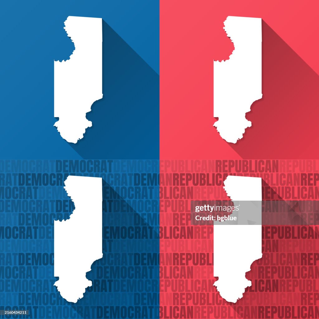 Columbia County, Florida. Karten auf blauem und rotem Hintergrund