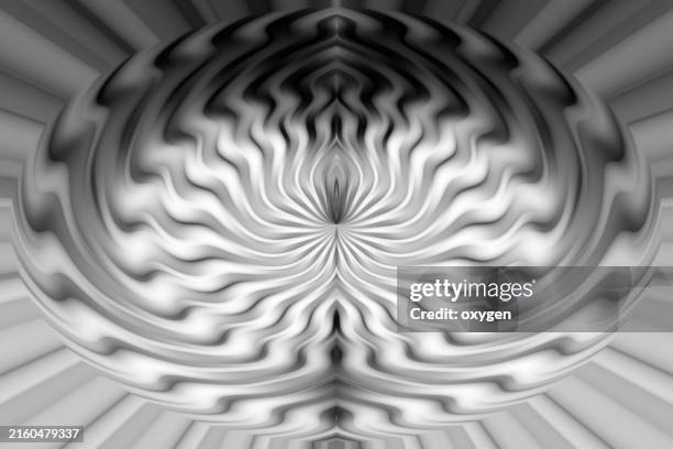 abstract black and white optical illusion. hypnotic black and white abstract pattern creating an optical illusion effect with wavy lines and radial symmetry - hypnose stock-fotos und bilder