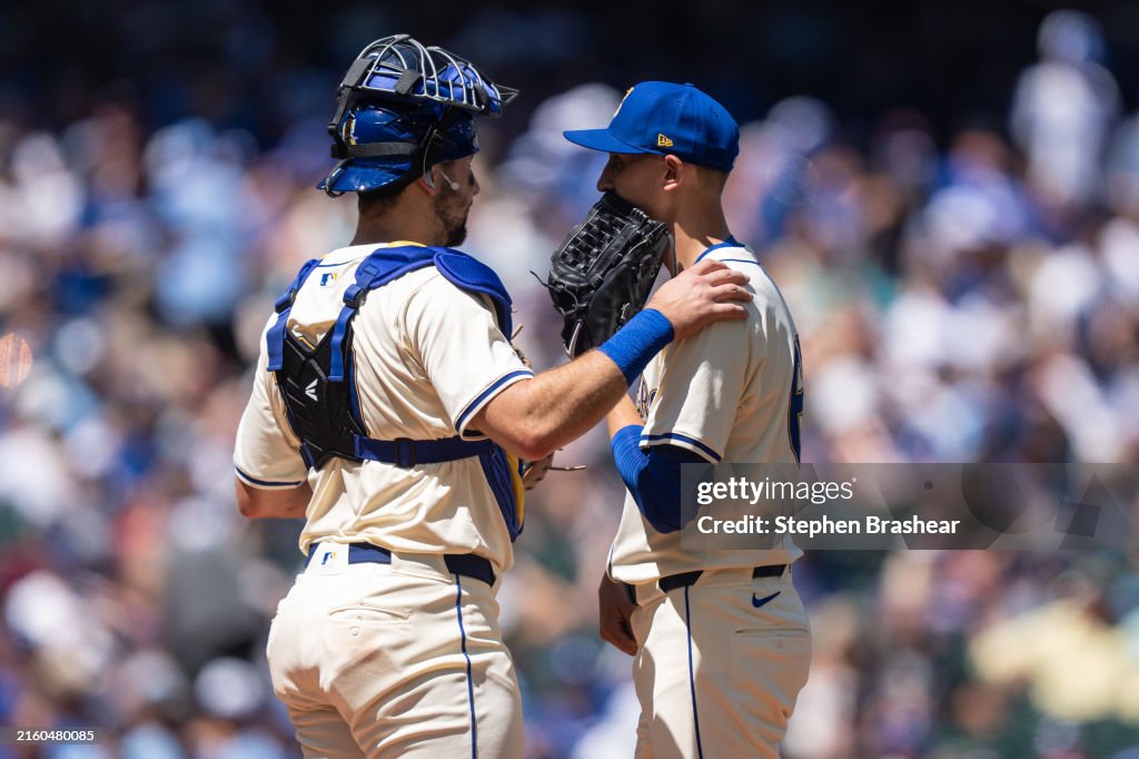 Jacob Sharp Starting pitcher George Kirby of the Seattle Mariners and catcher Cal ...
