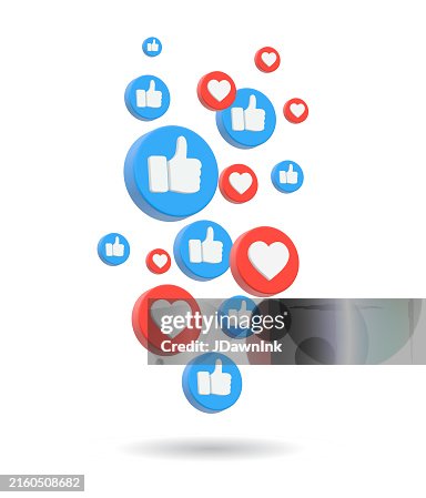 3D-Social-Media-Kommunikation Emojis Daumen hoch Gefällt mir und Herzsymbole Hintergrund 3D-Social-Media-Kommunikation Emojis Daumen hoch Gefällt mir und Herzsymbole Hintergrund