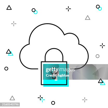Cloud security. Line icon on white background Cloud security. Line icon on white background