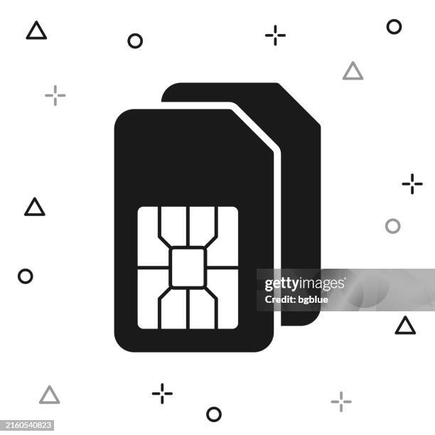 dual sim card. icon on white background - sim card white background stock illustrations