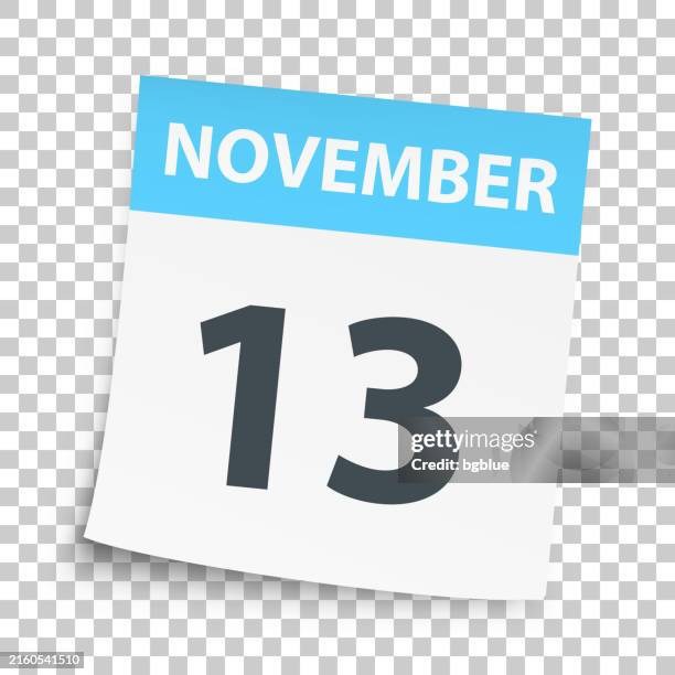 november 13 - daily calendar on blank background - november stock illustrations