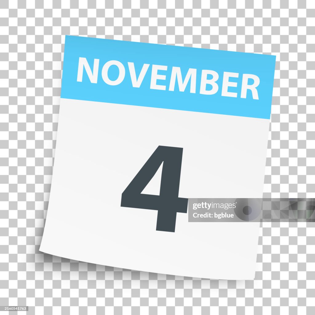 November 4 - Daily Calendar on blank background