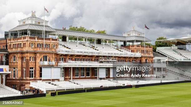 General view of the Lords pavilion during the England & West Indies Net Sessions at Lord's Cricket Ground on July 08, 2024 in London, England.