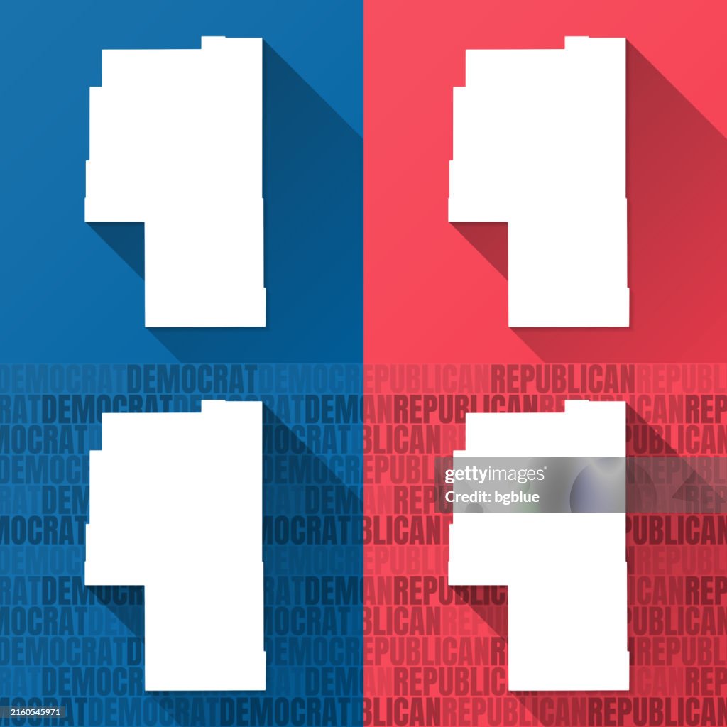 Harney County, Oregon. Maps on blue and red backgrounds