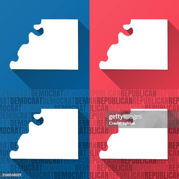 buchanan county, missouri. maps on blue and red backgrounds - st joseph missouri stock illustrations