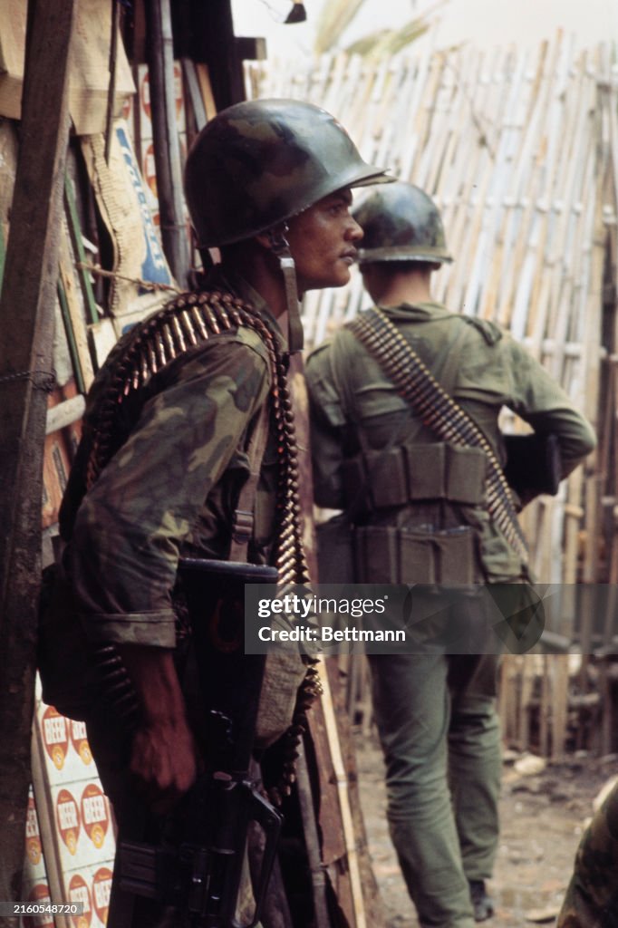 Vietnamese rangers seen in a street in Cholon where house to house ...