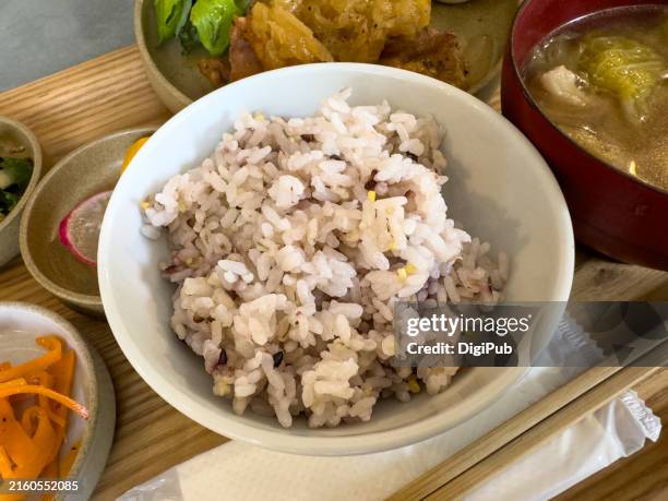 mixed grain rice - brown rice stock pictures, royalty-free photos & images