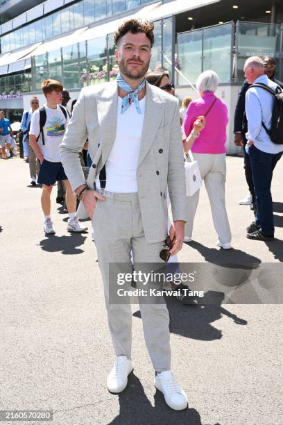 Jordan North attends day four of the Wimbledon Tennis Championships at the All England Lawn Tennis and Croquet Club on July 04, 2024 in London,...