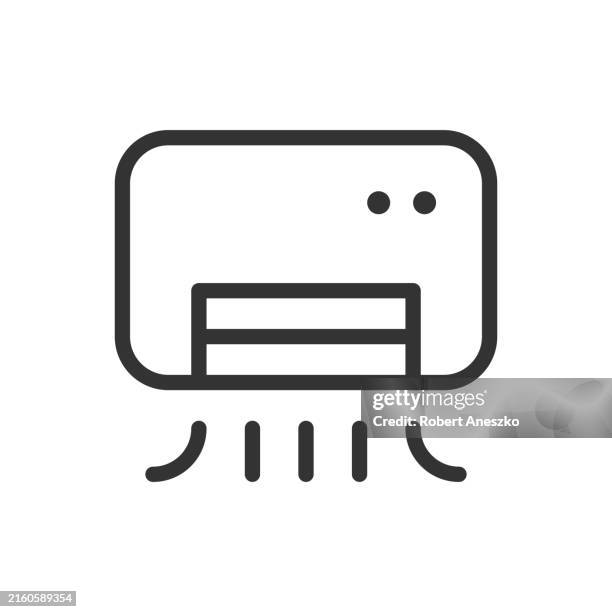 air conditioning, heat, summer line vector icon on white background. editable stroke. vector illustration, symbol. - cold temperature office stock illustrations