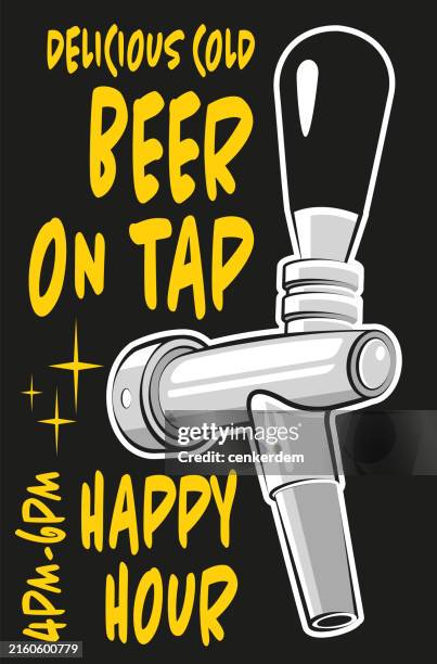 illustrazioni stock, clip art, cartoni animati e icone di tendenza di birra alla spina - happy hour