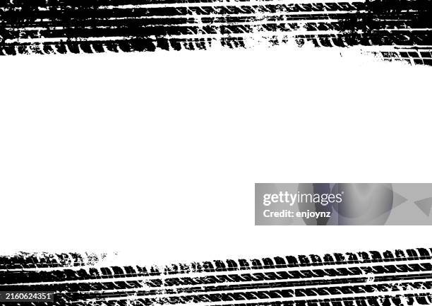 bildbanksillustrationer, clip art samt tecknat material och ikoner med dirty tire tracks stock illustration - däck