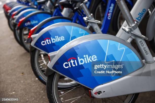 Citi Bikes bicycles in New York City, United States of America on July 7th, 2024.