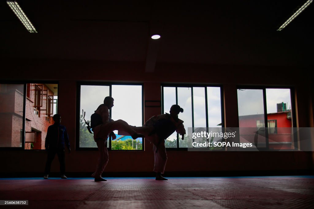 Para-Taekwondo players Palesha Goverdhan (right) and...