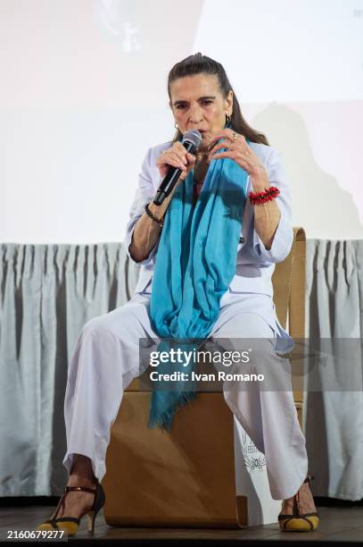 Lina Sastri on stage during Social World Film Festival 2024 on July 04, 2024 in Vico Equense, Italy.