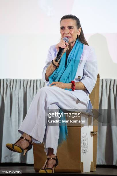 Lina Sastri on stage during Social World Film Festival 2024 on July 04, 2024 in Vico Equense, Italy.